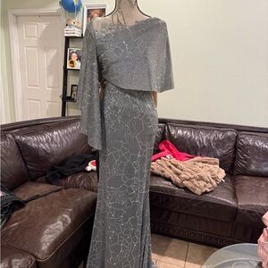 Elegant Gray Beaded Gown
